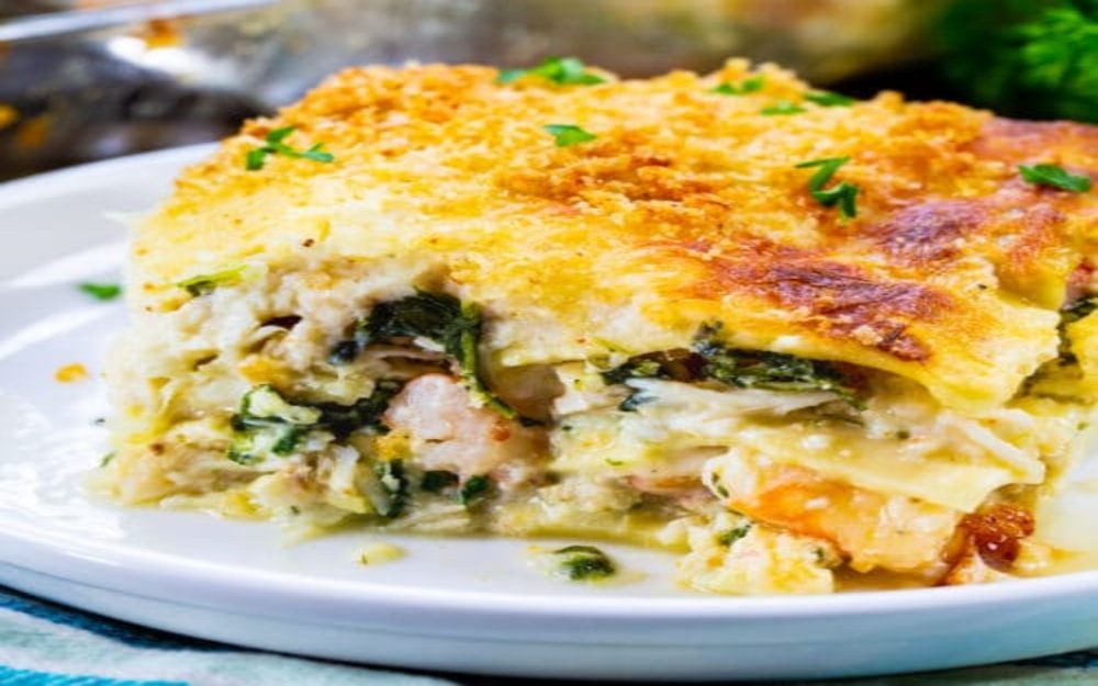 Thursday: Seafood lasagne with a side salad and garlic bread